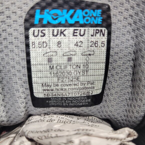 Hoka One One Clifton 10 Men's Size 8.5D Galactic Grey Running Shoes 1162032 GYST - Picture 10 of 10